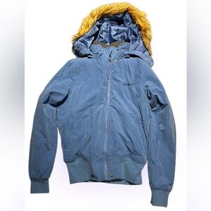 Bench Blue fur trim boy bomber  puffer jacket Sz S